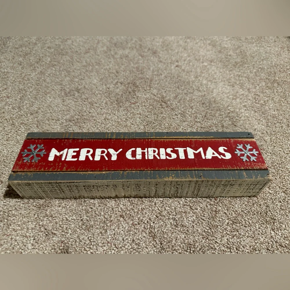 Merry Christmas Block - 12x3x1.75 Inches